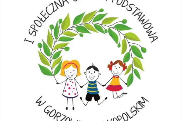 Logo I Społecznej Szkoły Podstawowej w Gorzowie Wielkopolskim na ścianie dzięki drukowi UV
