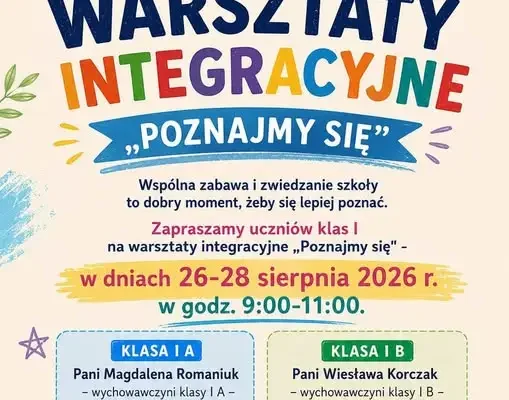 Warsztaty integracyjne dla pierwszoklasistów w sierpniu