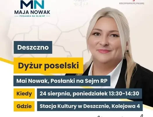 Mobilny dyżur poselski Mai Nowak w Gminie Deszczno już w poniedziałek