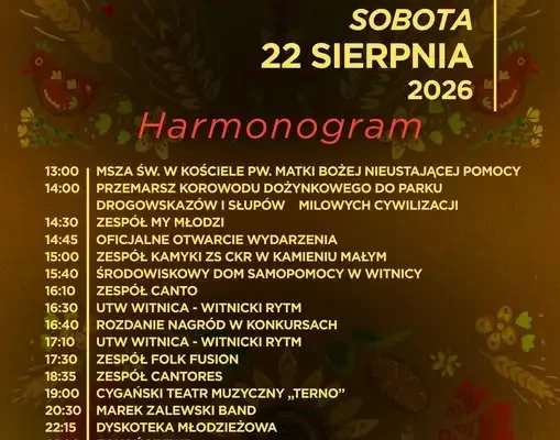 Dożynki Gminy Witnica 2026 – święto plonów już dziś!