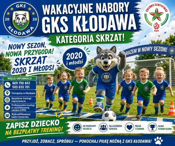 GKS Kłodawa otwiera nabór do grupy Skrzat – bezpłatne treningi dla najmłodszych