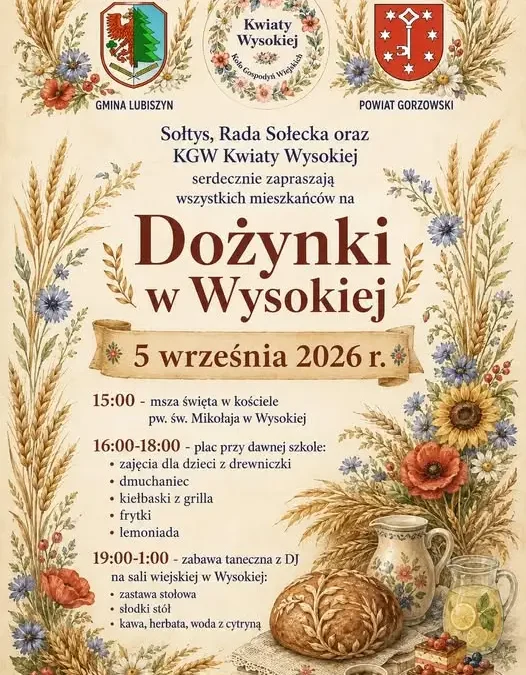 Dożynki w Wysokiej – rodzinne święto plonów z darmowymi atrakcjami