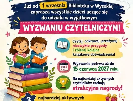 Wakacyjne wyzwanie czytelnicze w bibliotece w Wysokiej – dołącz i wygraj nagrody!