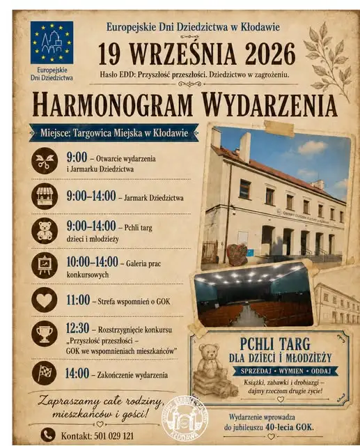 Europejskie Dni Dziedzictwa w Kłodawie – 19 września 2026 r.