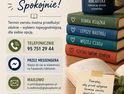 Przedłuż wypożyczenie książki bez wychodzenia z domu – Gminna Biblioteka w Bogdańcu przypomina