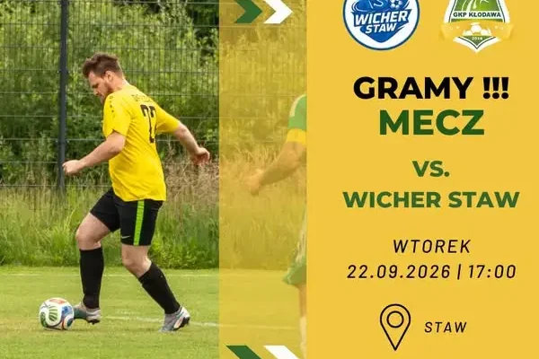 Zaległy mecz w klasie B: rezerwy GKP Kłodawa zagrają z Wichrem Staw