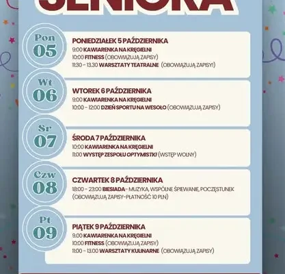 Tydzień Seniora w Witnicy – pięć dni atrakcji od 5 października