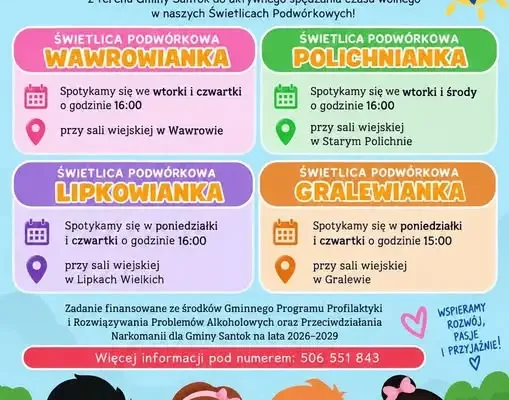 Świetlice podwórkowe w gminie Santok zapraszają dzieci i młodzież