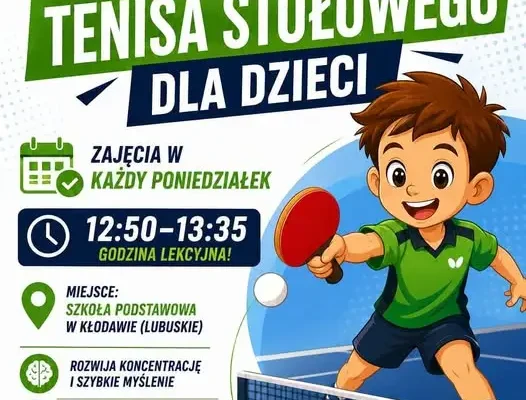 Klub sportowy w Kłodawie zaprasza na zajęcia tenisa stołowego