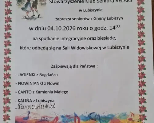 Biesiada seniorów w Lubiszynie już 4 października