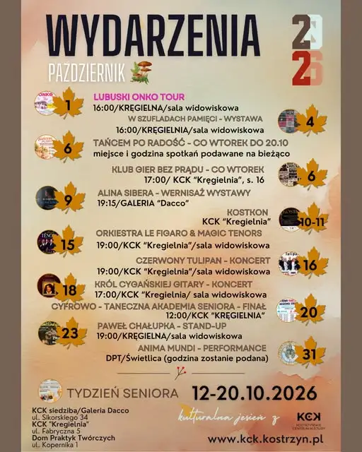 Październik w Kostrzyńskim Centrum Kultury – sprawdź harmonogram wydarzeń