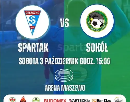 Spartak Deszczno podejmuje Sokoła Gościm w IX kolejce klasy okręgowej
