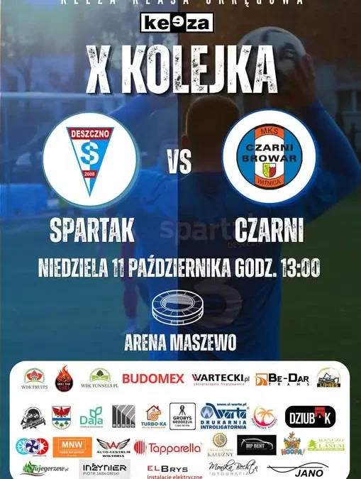 Spartak Deszczno zagra z Czarnymi Browar Witnica w X kolejce klasy okręgowej