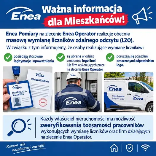 Masowa wymiana liczników zdalnego odczytu w gminie Deszczno – jak zweryfikować pracowników Enei?