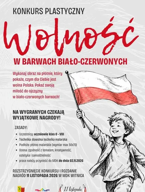 Konkurs plastyczny „Wolność w barwach biało-czerwonych” w Witnicy