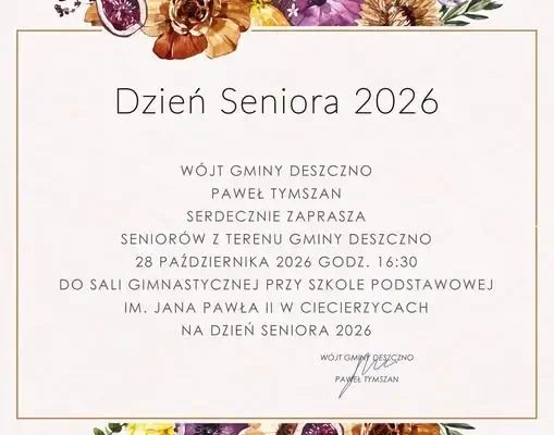 Gminny Dzień Seniora 2026 w Deszcznie – zaproszenie na 28 października