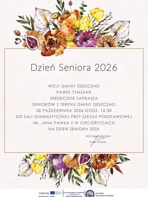 Gminny Dzień Seniora 2026 w Deszcznie – zaproszenie na 28 października