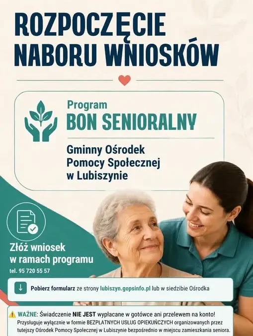 Bon Senioralny w Gminie Lubiszyn – rusza nabór wniosków na 2027 rok