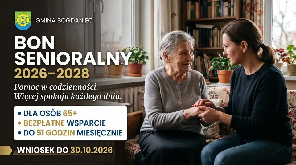 Bon Senioralny 2026–2028: nawet 51 godzin bezpłatnej pomocy dla seniorów z gminy Bogdaniec