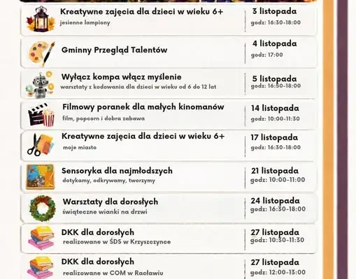 Listopad w bibliotece w Bogdańcu: warsztaty, DKK i kreatywne zajęcia dla dzieci