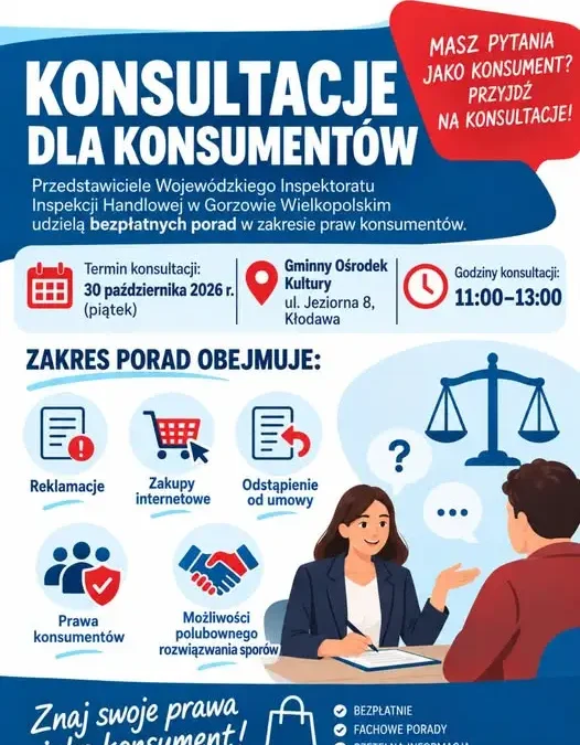 Bezpłatne porady konsumenckie w Kłodawie – 30 października